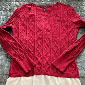 White House Black Market Red Sweater Cable knit!! Beautiful! Size xl WHBM